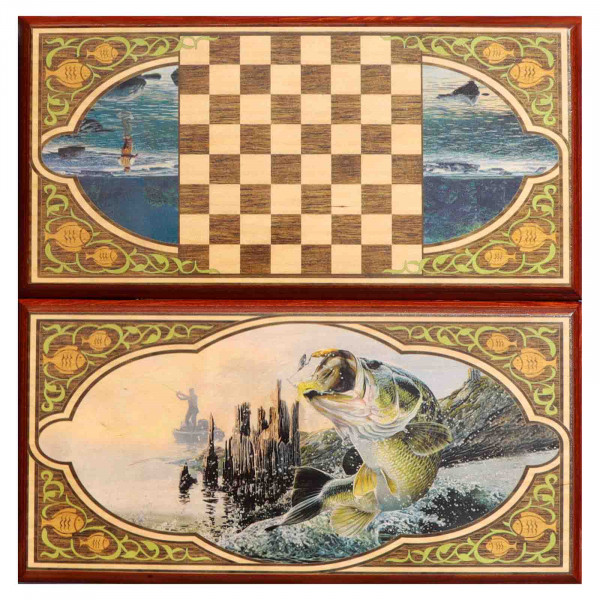 Backgammon "Fischеn", aus Holz, 500x500 mm
