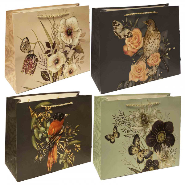 Geschenktaschen-Set "Blumen und Vögel", М, 22x31 cm