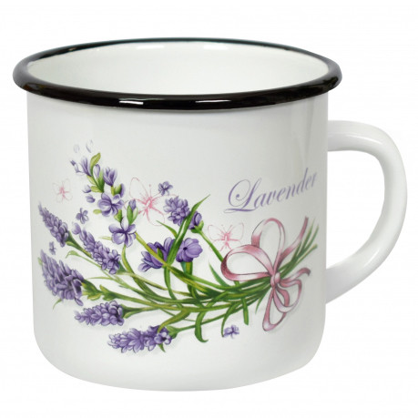 Becher, emailliert "Lavendel Blumenstrauß", 1,0 L