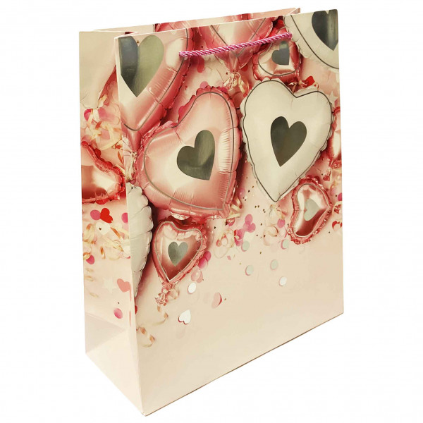 Geschenktasche "Mit Herzen", M, 22x31 cm