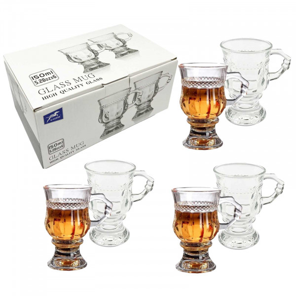 Tassen-Set aus Glas 6 St., 150 ml, (BMZB72)