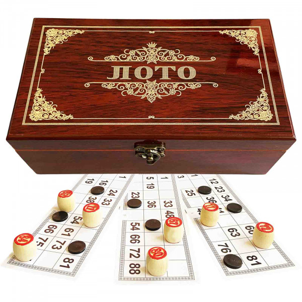 Brettspiel Loto in lackierten Holzbox "LOTO"