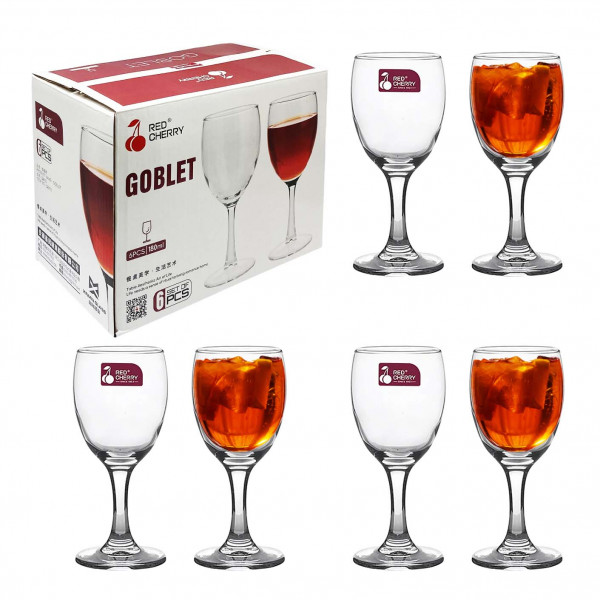 "Red Cherry" набор из 6 бокалов для вина "Goblet", 180 мл (G6113)