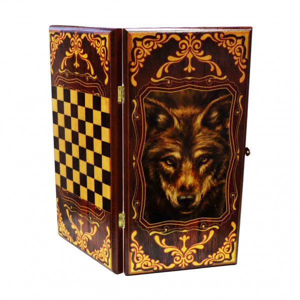 Backgammon "Wolf", aus Holz, 400x200 mm