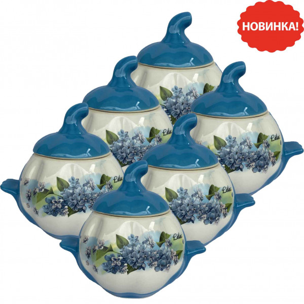 Keramiktopf "Lilac" mit Griffen, 750 ml, Set aus 6 St.