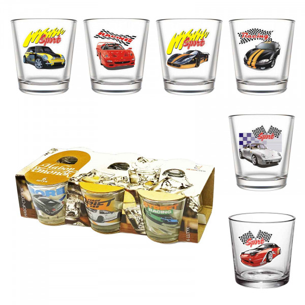 Wodkagläser Set "Sport Cars", konisch, 6 St., 50 ml