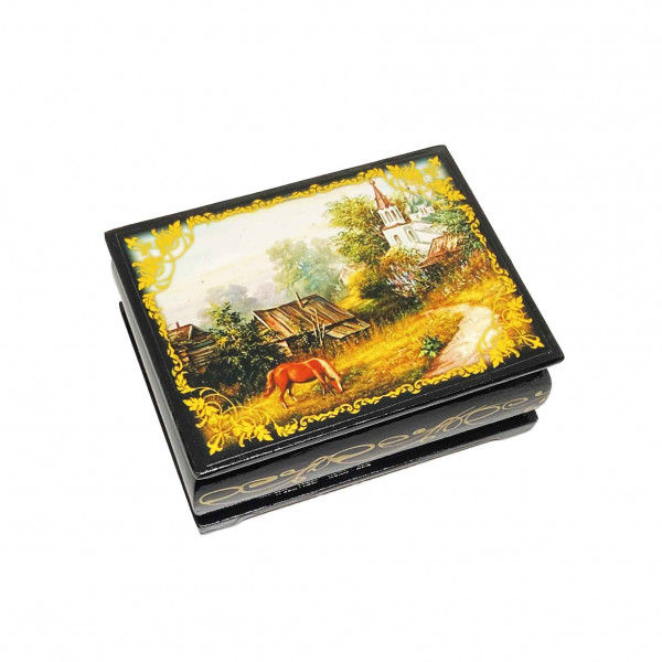 Souvenir Schatulle "Russische Motive", "Russische Landschaft", 10x8x4 cm