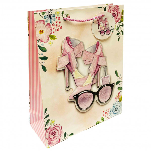 Geschenktasche "Rosa Schuhe und Brille", М, 22x31 cm