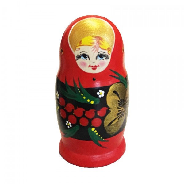 Матрёшка "Народная роспись", "Красная с черным с ягодами", 10-12 см (5 мест)