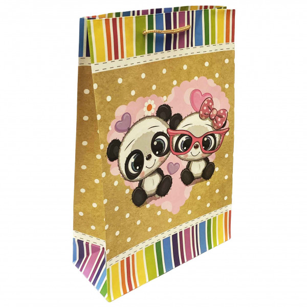 Geschenktasche "Craft", "Pandas", M, 26x33 cm