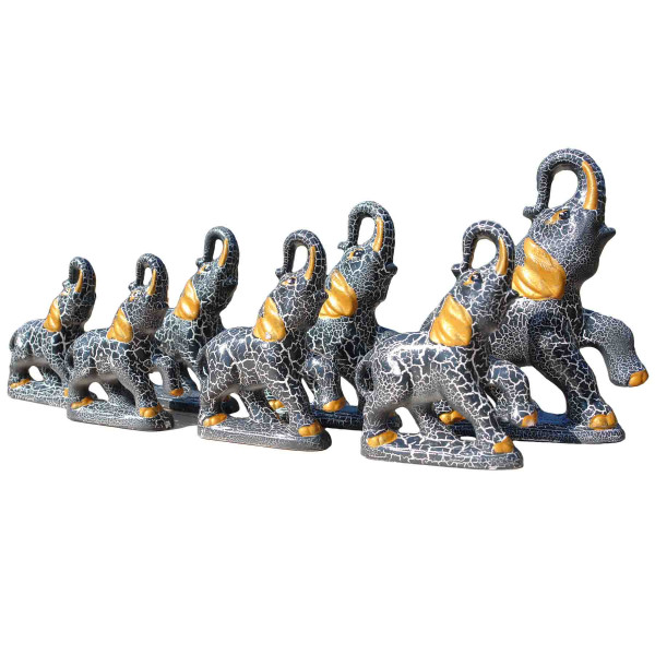 Figurenset " 7 Elefanten", schwarz, 12-19 cm