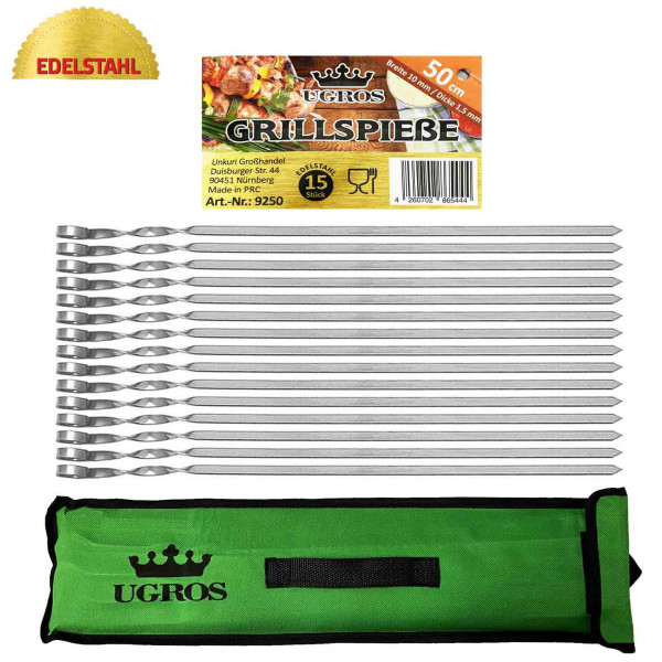 Grillspiesse mit der Tasche 15 St. - 50cm х 1cm x 1,5 mm