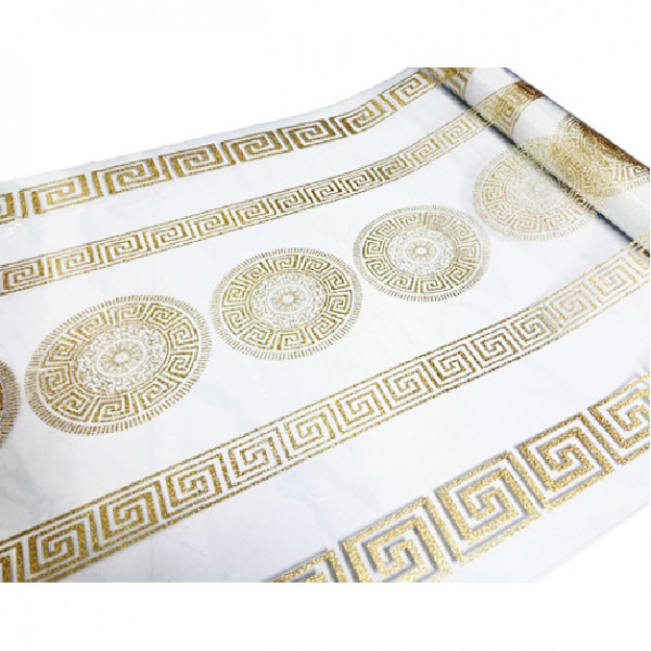 Tischdecke PVC "3D", 80cm/10m, Goldenes griechisches Muster, (6118G)