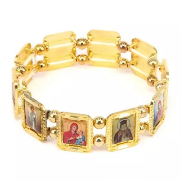 Armband aus gelbes Metall mit Ikonen