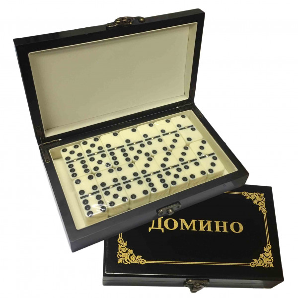 Brettspiel "Domino" in lackierten Schwarzbox