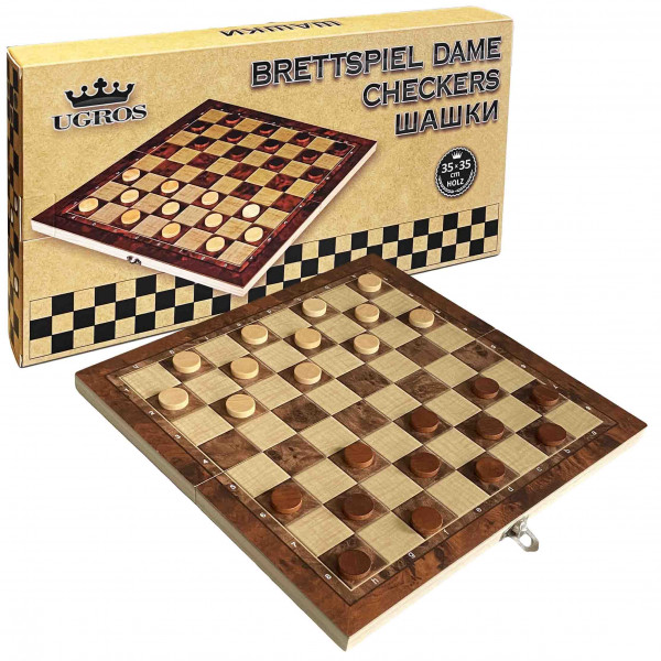 Brettspiel "Dame", aus Holz, 35x35 cm