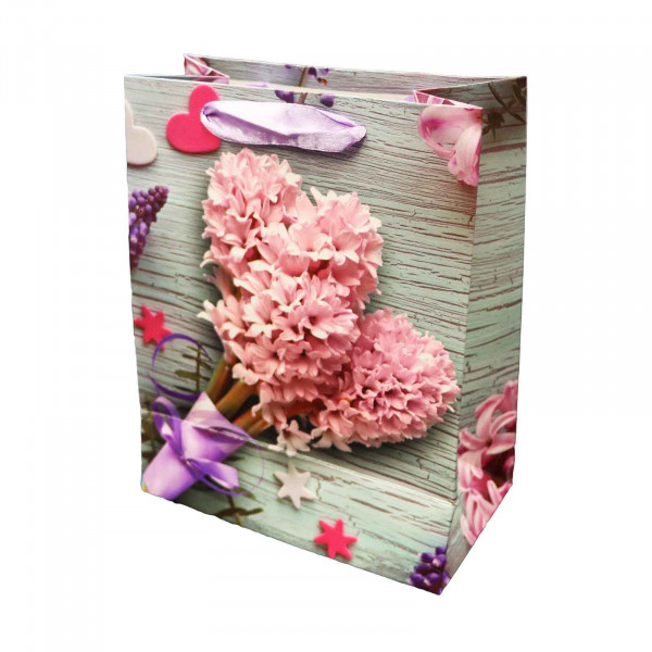 Geschenktasche "Mit Blumen", S, 23x18 cm