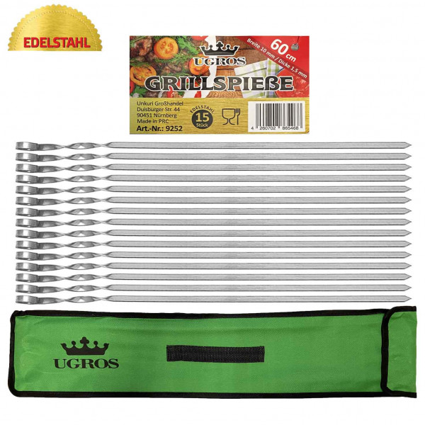 Grillspiesse mit der Tasche 15 St. - 60cm х 1cm x 1,5 mm