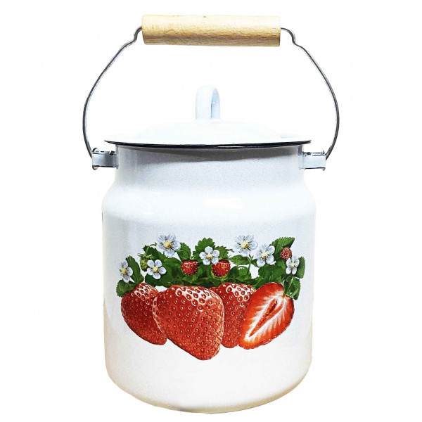 Transportkanne, emailliert, 3,5 L "Erdbeere"