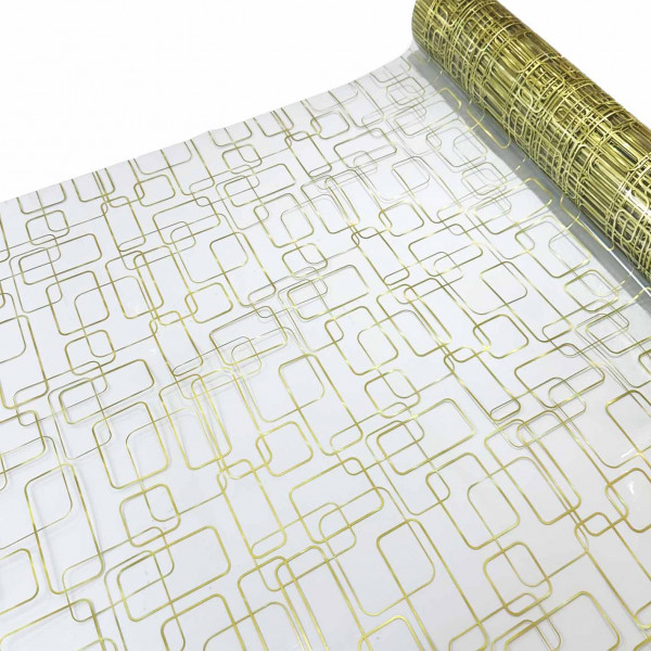 Tischdecke PVC "3D", goldene Rechtecke, 90cm/10m (5027)