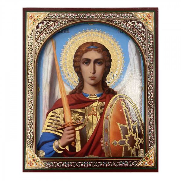 Ikone (Holz), in Kartonbox, "Archangel Michail", 15x18 cm
