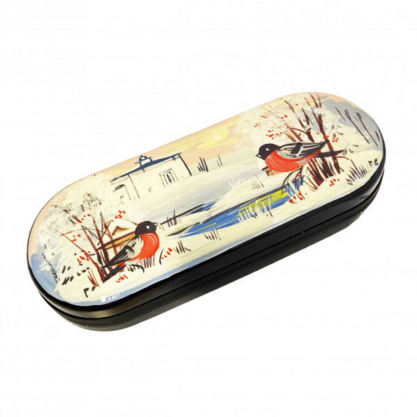 Souvenir Etui für Brillen, Vögel Winter, 16x6x4 cm