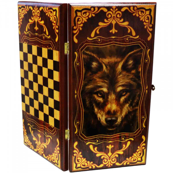Backgammon "Wolf", aus Holz, 600x300 mm