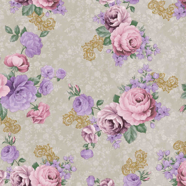Tischdecke М, 144A, Rosen auf grau, 20x1,4 m