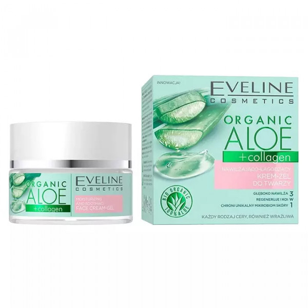 "Organik Aloe + Кollagen" Gesichtscreme-Gel 3in1, Feuchtend&Beruhigend