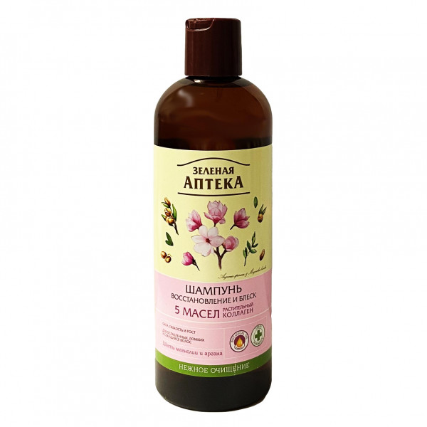 Shampoo "5 Öle", Wiederholung und Glanz, 500 ml (Magnolienblüten und Arganöl)