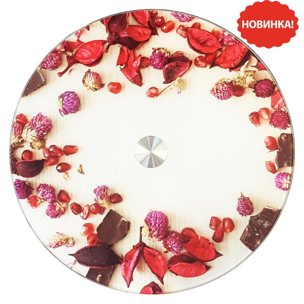Glasplatte drehbar für Torten und Servieren "Rosen in Schokolade", Ø 32 cm