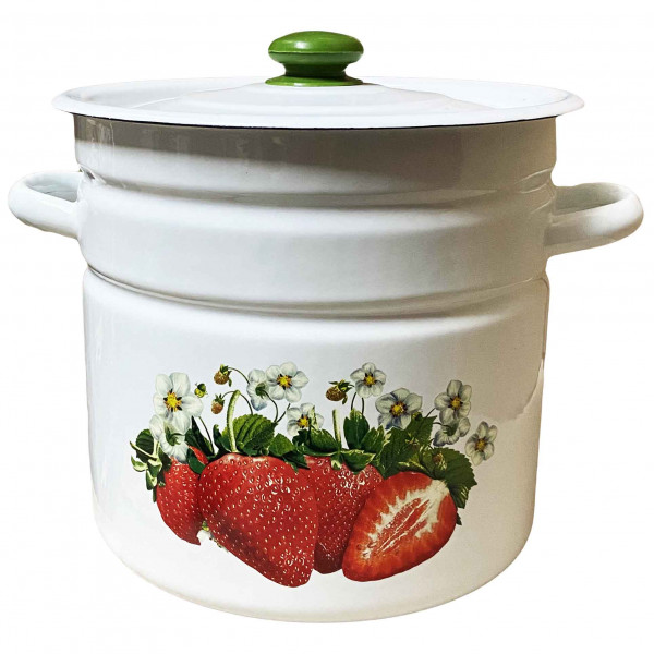 Topf, emailliert "Erdbeere weiß", 12,0 L
