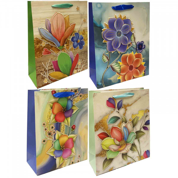 Geschenktasche-Set 3D "Blumen", S, 23x18 cm