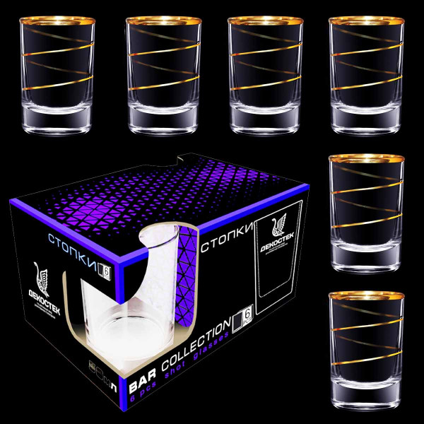 Wodkagläser Set "Bar Collection" aus 6 St., 50 ml, "Goldene Spirale" mit Gold