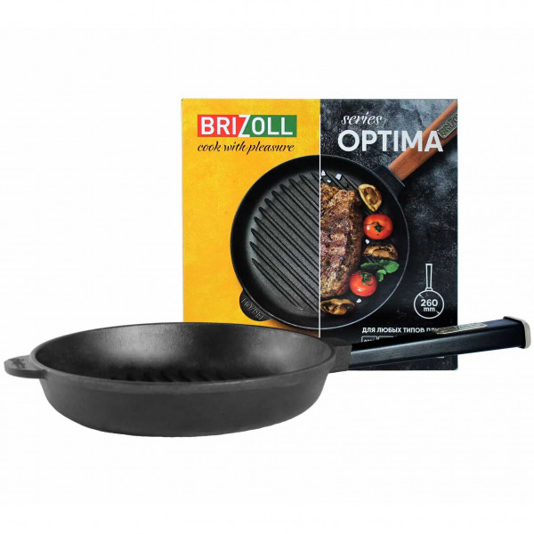 Grillpfanne aus Gusseisen, ⌀ 26 cm, H-4 cm (Schwarz)