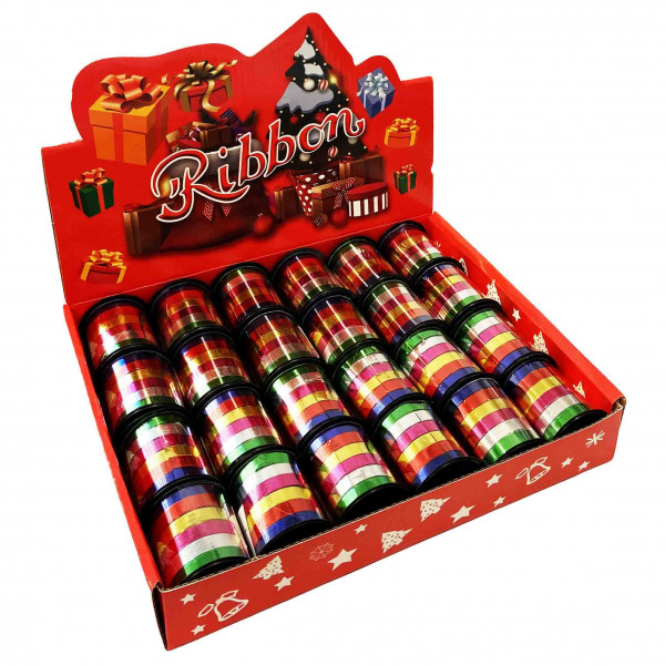 Geschenkband-Set, 24 Spulen. x 6 Farben (8 mm x 3 m)