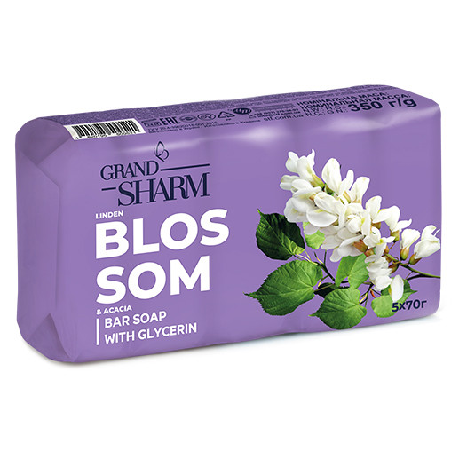 "Grand Sharm" мыло глицериновое 5 шт.x70г, "Blossom" Акация (фиолетовое)