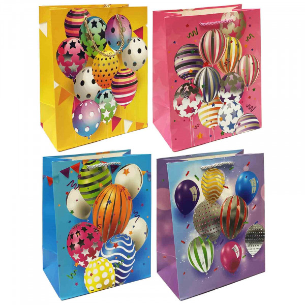 Geschenktasche-Set "Meerfarbige Luftballons" S, 23x18 cm