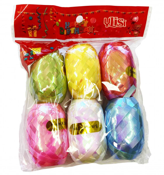 Geschenkband-Set, "Perlmutt" 6 Spulen. verschiedene Farben (5 mm x 10 m)