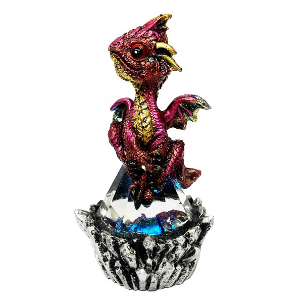 Geschenkstatuette Drachen mit leuchtendem Kristall, 7 х 6,5 х12,5 cm