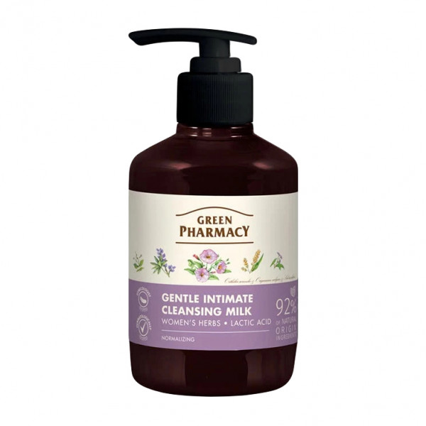 "Green Pharmacy" Sanfte Reinigungsmilch für Intimhygiene (Frauenkräuter, Milchsäure), 370 ml