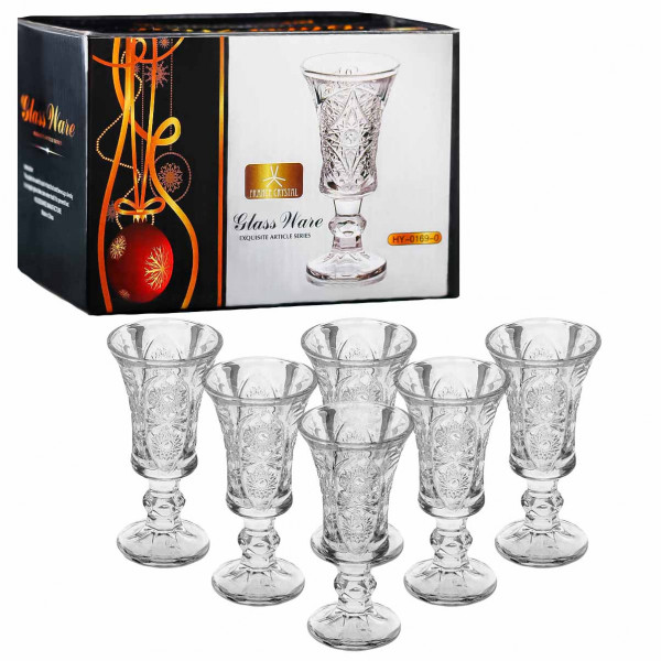 Набор рюмок "Glass Ware", "Ледяная звезда", 6 шт., 35 мл, (HY-0169-0)