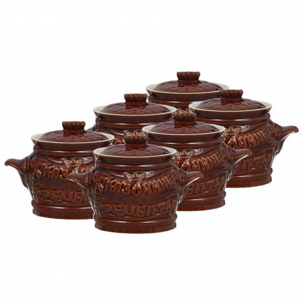 Keramiktopf mit Glanz "Skasotschnije Recepty" , 650 ml, Set aus 6 St.