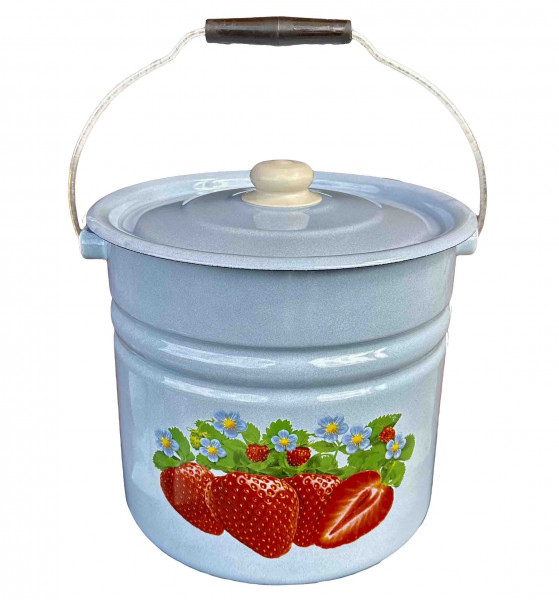 Eimer mit Deckel (Zylinder), 12,0 L, "Erdbeeren", Granit
